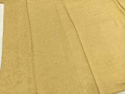 平和屋着物●上質な色無地　風景花地紋　花葉色　さが美扱い　正絹　逸品　AABL2944fy