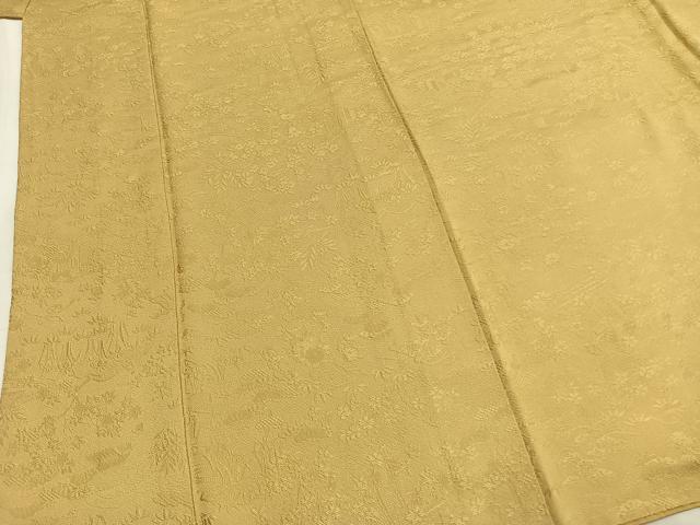 平和屋着物●上質な色無地　風景花地紋　花葉色　さが美扱い　正絹　逸品　AABL2944fy