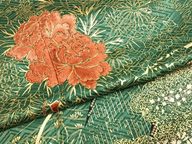 平和屋着物●訪問着　駒刺繍　雲取り花文　黒地　金銀彩　やまと誂製　正絹　逸品　AABL2945fy
