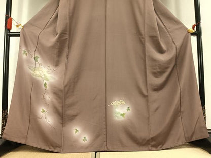 平和屋着物●訪問着　手描き　竹屋町刺繍　蔦の葉枝松文　暈し染め　金銀糸　正絹　逸品　AABL2946fy
