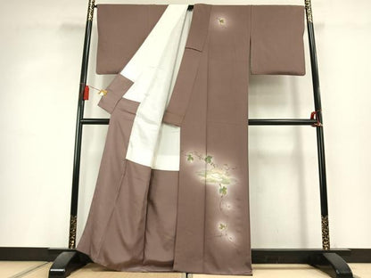平和屋着物●訪問着　手描き　竹屋町刺繍　蔦の葉枝松文　暈し染め　金銀糸　正絹　逸品　AABL2946fy