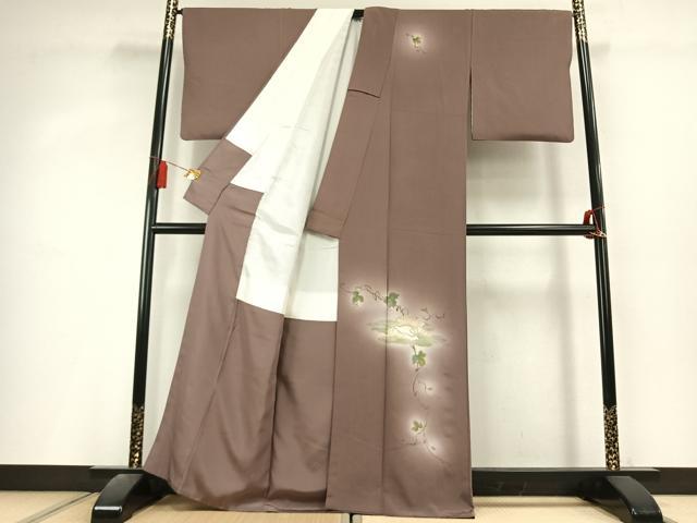 平和屋着物●訪問着　手描き　竹屋町刺繍　蔦の葉枝松文　暈し染め　金銀糸　正絹　逸品　AABL2946fy