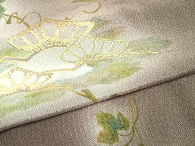 平和屋着物●訪問着　手描き　竹屋町刺繍　蔦の葉枝松文　暈し染め　金銀糸　正絹　逸品　AABL2946fy