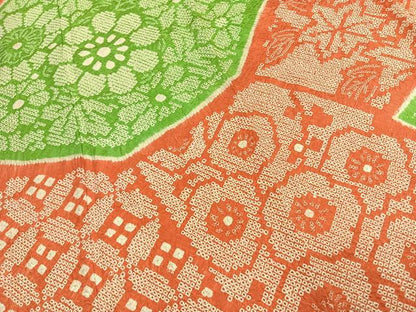 平和屋着物●豪華振袖　総絞り　切嵌花文　正絹　逸品　AABL2949fy