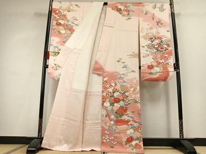 平和屋着物●豪華振袖　駒刺繍　風景花文　暈し染め　正絹　逸品　AABL2951fy