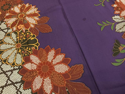 平和屋着物●豪華振袖　駒刺繍　草花文　正絹　逸品　AABL2952fy