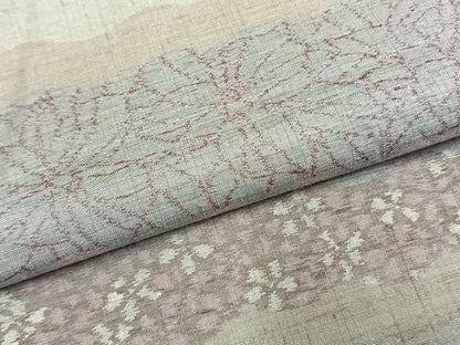 平和屋着物●小千谷紬　訪問着　横段花文　証紙付き　正絹　逸品　AABL2954fy