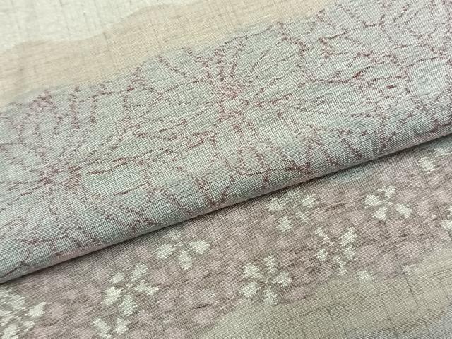 平和屋着物●小千谷紬　訪問着　横段花文　証紙付き　正絹　逸品　AABL2954fy