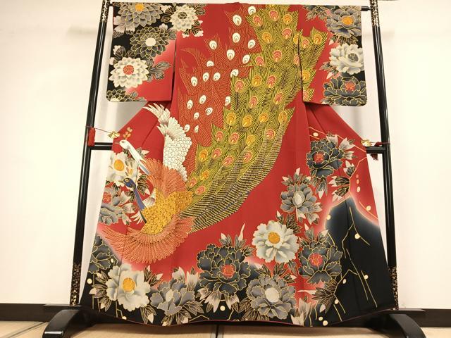 平和屋着物●訪問着　作家物　孔雀花文　暈し染め　正絹　逸品　AABL2955fy