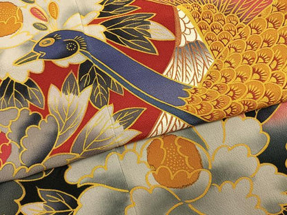 平和屋着物●訪問着　作家物　孔雀花文　暈し染め　正絹　逸品　AABL2955fy