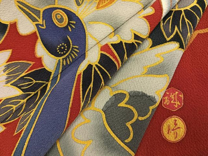 平和屋着物●訪問着　作家物　孔雀花文　暈し染め　正絹　逸品　AABL2955fy