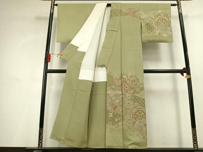 平和屋着物●訪問着　中国三大刺繍　スワトウ刺繍　汕頭刺繍　総刺繍　吉祥花文　暈し染め　正絹　逸品　AABL2956fy
