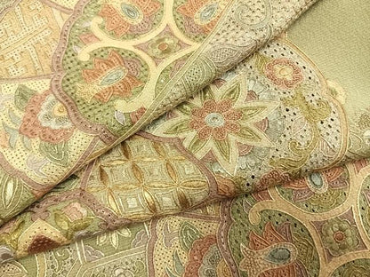 平和屋着物●訪問着　中国三大刺繍　スワトウ刺繍　汕頭刺繍　総刺繍　吉祥花文　暈し染め　正絹　逸品　AABL2956fy