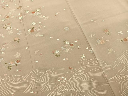 平和屋着物●訪問着　駒刺繍　立波花文　金彩　正絹　逸品　AABL2957fy