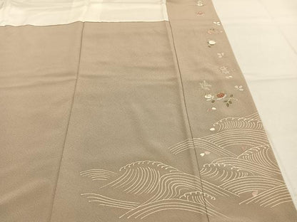 平和屋着物●訪問着　駒刺繍　立波花文　金彩　正絹　逸品　AABL2957fy