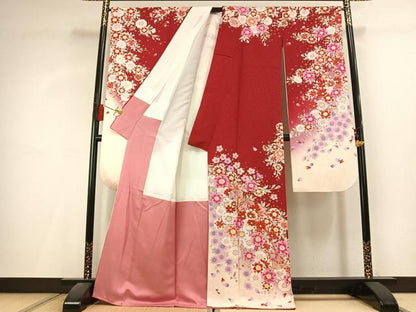 平和屋着物●豪華振袖　駒刺繍　草花鞠文　暈し染め　金彩　銀通し地　正絹　逸品　AABL2958fy
