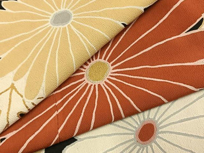 平和屋着物●訪問着　草花文　黒地　金彩　正絹　逸品　AABL2959fy