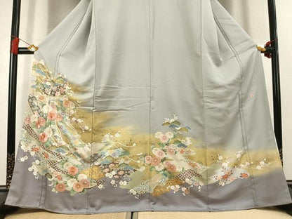 平和屋着物●豪華色留袖　作家物　駒刺繍　草花文　暈し染め　金彩　正絹　逸品　未使用　AABL2963fy