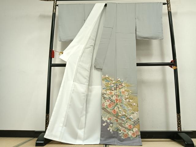 平和屋着物●豪華色留袖　作家物　駒刺繍　草花文　暈し染め　金彩　正絹　逸品　未使用　AABL2963fy