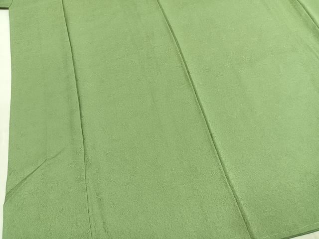 平和屋着物●上質な色無地　舞花地紋　若葉色　正絹　逸品　未使用　AABL2971fy
