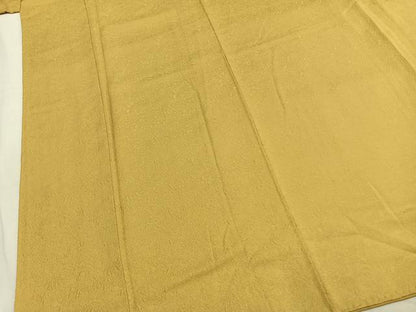 平和屋着物●上質な色無地　作家物　草花地紋　玉蜀黍色　正絹　逸品　未使用　AABL2972fy