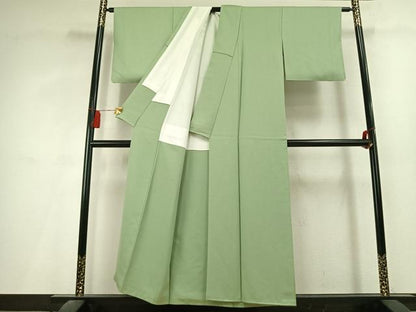 平和屋着物●上質な色無地　花尽くし地紋　夏虫色　正絹　逸品　AABL2974fy
