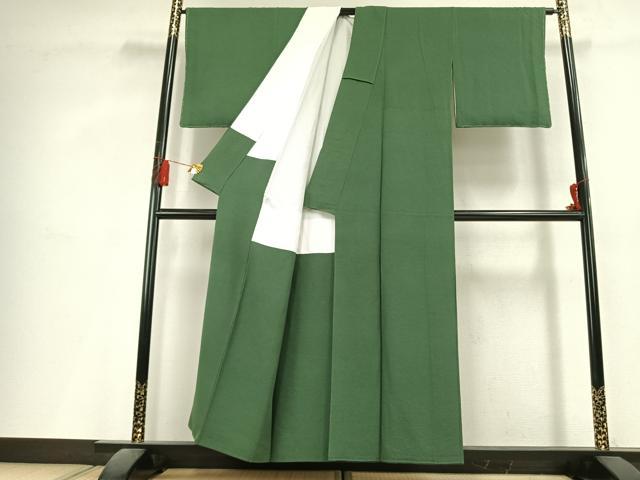 平和屋着物●上質な色無地　老竹色　正絹　逸品　未使用　AABL2976fy