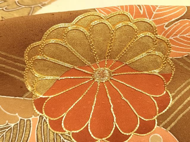 平和屋着物●豪華色留袖　駒刺繍　草花文　金彩　正絹　逸品　AABL2982fy