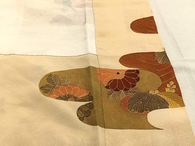 平和屋着物●豪華色留袖　駒刺繍　草花文　金彩　正絹　逸品　AABL2982fy