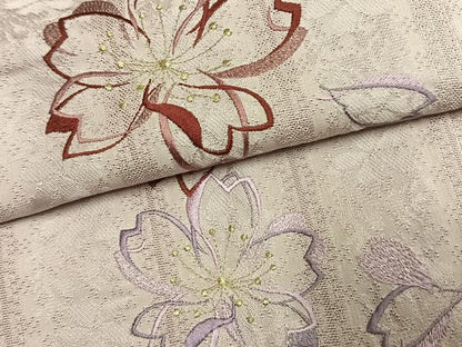 平和屋着物●訪問着　総刺繍　舞桜文　金銀糸　銀通し地　やまと誂製　正絹　逸品　AABL2983fy