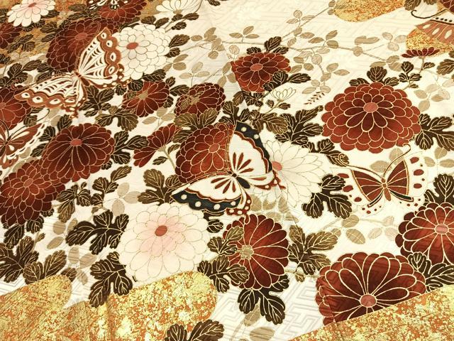 平和屋着物●豪華振袖　駒刺繍　花蝶文　金彩　正絹　逸品　AABL2986fy