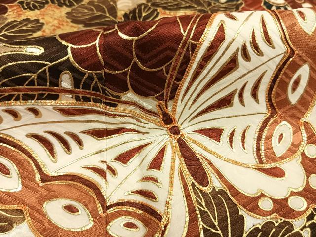 平和屋着物●豪華振袖　駒刺繍　花蝶文　金彩　正絹　逸品　AABL2986fy