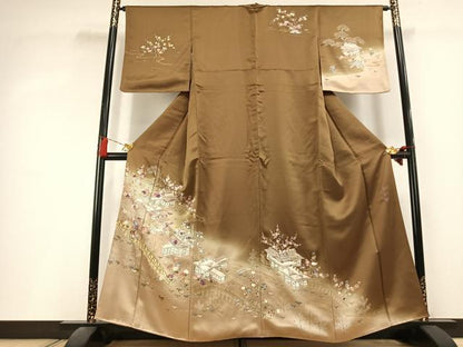 平和屋着物●西陣 京の名門 じゅらく謹製 帝王紫 訪問着 駒刺繍 竹屋町刺繍 風景花文 暈し染め 金糸 金彩 正絹 逸品 AABL2987fy