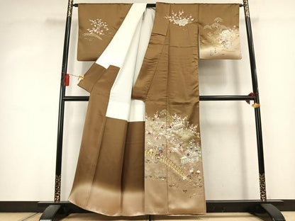 平和屋着物●西陣 京の名門 じゅらく謹製 帝王紫 訪問着 駒刺繍 竹屋町刺繍 風景花文 暈し染め 金糸 金彩 正絹 逸品 AABL2987fy