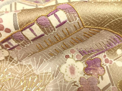 平和屋着物●西陣 京の名門 じゅらく謹製 帝王紫 訪問着 駒刺繍 竹屋町刺繍 風景花文 暈し染め 金糸 金彩 正絹 逸品 AABL2987fy