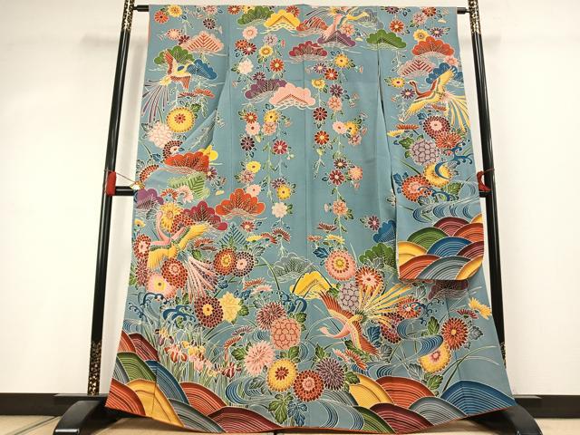 平和屋着物●豪華振袖　紅型　花鳥文　鬼しぼ縮緬　正絹　逸品　AABL2990fy