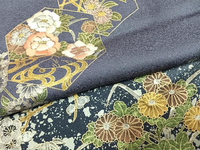 平和屋着物●訪問着　刺繍　亀甲花文　暈し染め　金糸　金銀彩　正絹　逸品　AABL2991fy