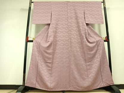平和屋着物●上質な色無地　菱地紋　撫子色　正絹　逸品　AABL2992fy