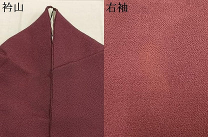 平和屋着物●上質な色無地　暗紅色　鬼しぼ縮緬　正絹　逸品　AABL2993fy