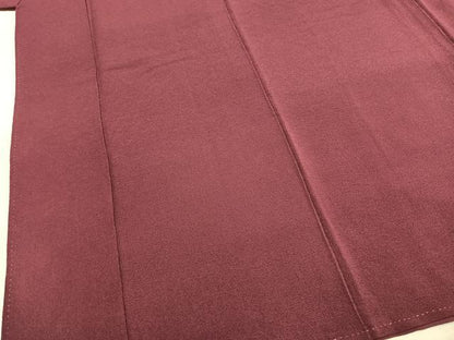 平和屋着物●上質な色無地　暗紅色　鬼しぼ縮緬　正絹　逸品　AABL2993fy