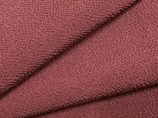 平和屋着物●上質な色無地　暗紅色　鬼しぼ縮緬　正絹　逸品　AABL2993fy