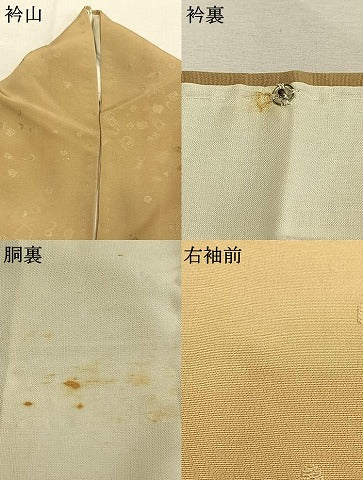 平和屋着物●上質な色無地　箔散らし地紋　枯色　正絹　逸品　AABL2996fy