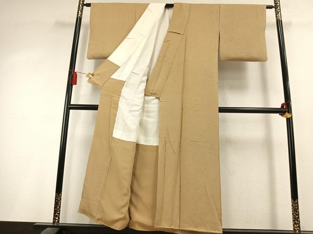 平和屋着物●上質な色無地　箔散らし地紋　枯色　正絹　逸品　AABL2996fy