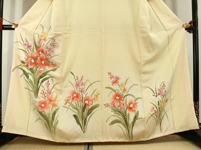 平和屋着物●訪問着　手描き　草花文　暈し染め　金彩　正絹　逸品　AABL2997fy