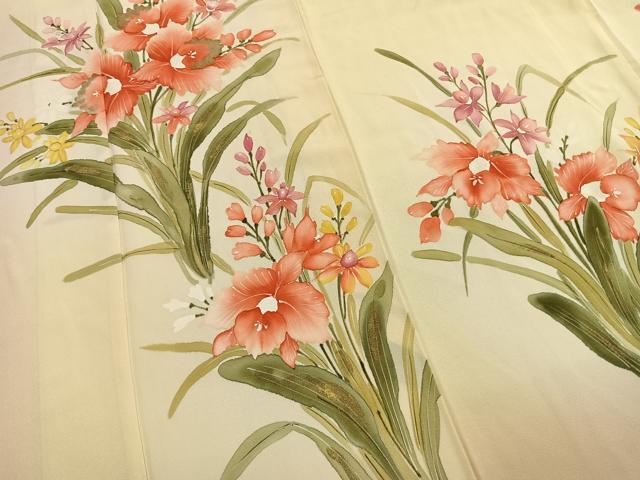 平和屋着物●訪問着　手描き　草花文　暈し染め　金彩　正絹　逸品　AABL2997fy