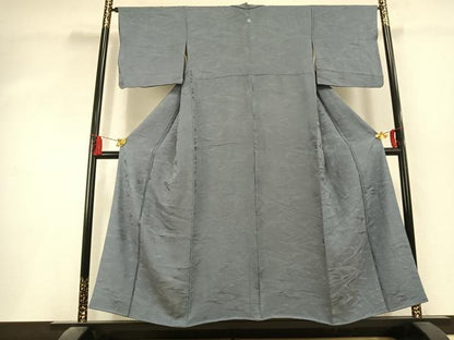 平和屋着物●上質な色無地　流水地紋　湊鼠色　正絹　逸品　AABL3001fy
