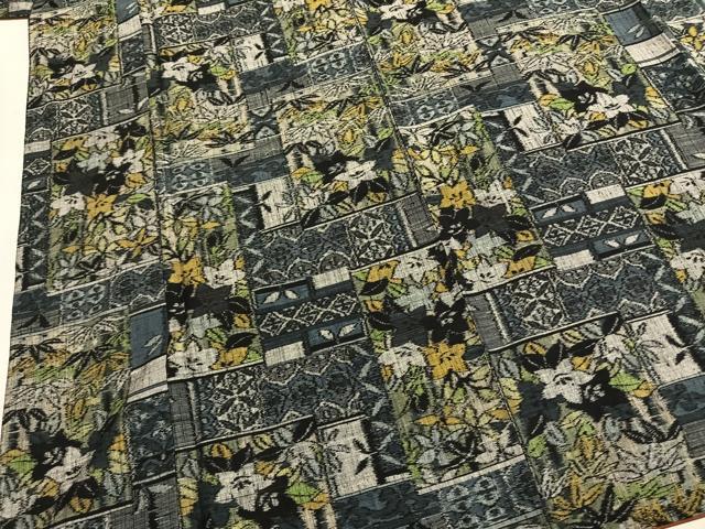 平和屋着物●本真綿結城紬　色紙重ね花文　反端付き　正絹　逸品　AABL3002fy
