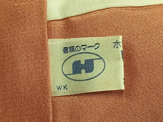 平和屋着物●上質な色無地　紋意匠　黄丹色　正絹　逸品　AABL3003fy