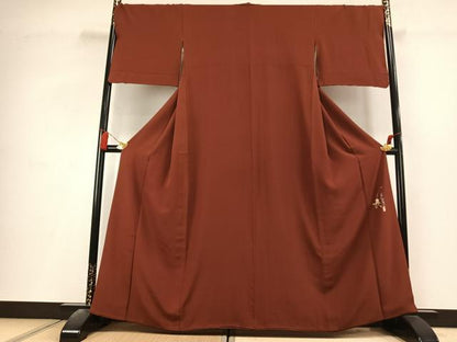 平和屋着物●本草木染作家　瑞寶　色無地　紅海老茶色　正絹　逸品　AABL3006fy