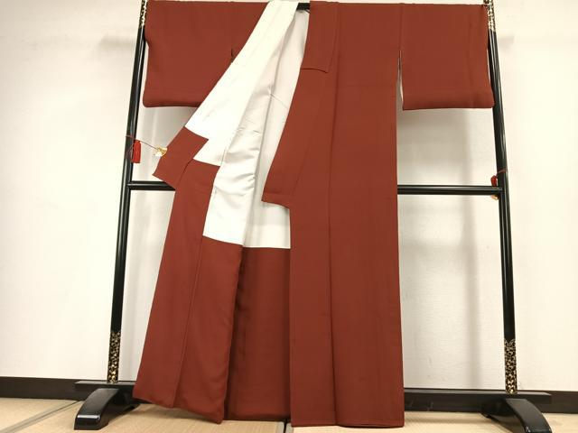 平和屋着物●本草木染作家　瑞寶　色無地　紅海老茶色　正絹　逸品　AABL3006fy